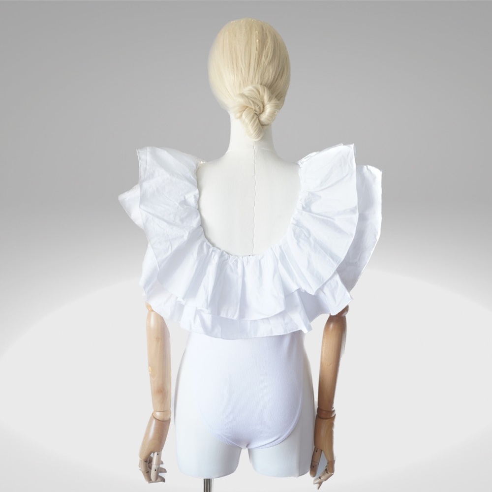 Zara Ruffled Rib white Bodysuit - Picture 8 of 11